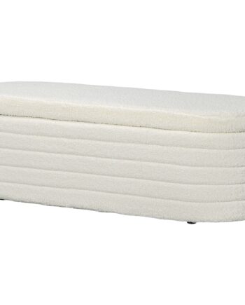 Sengebænk  Opbevaringsplads  Teddy Fleece  116x41x40 5cm  Cremehvid