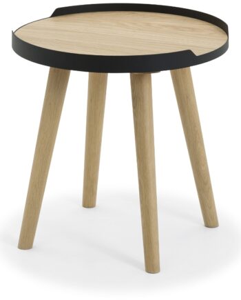 Sidebord Nielsen Design Hasseris ø47   H47 Cm Egetræsfinér Med Metalramme Og Ben   Massiv Egetræ