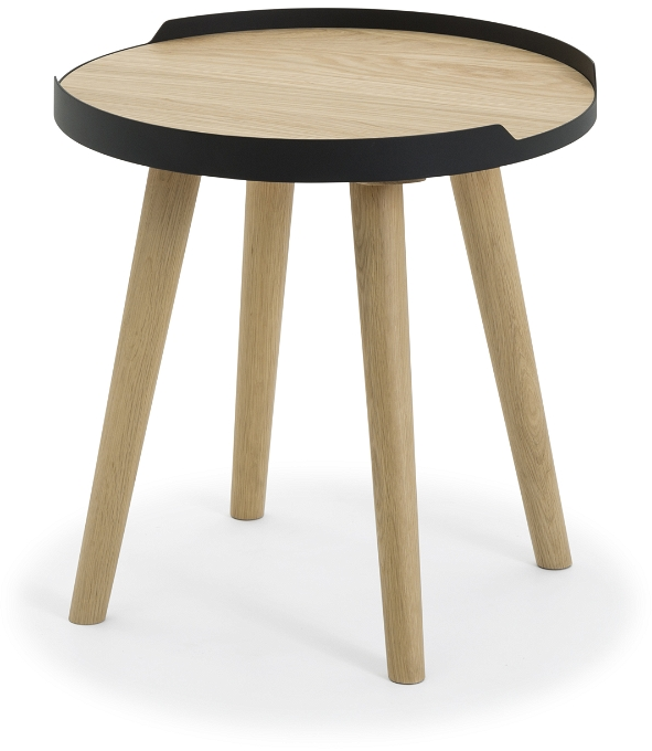 Sidebord Nielsen Design Hasseris ø47   H47 Cm Egetræsfinér Med Metalramme Og Ben   Massiv Egetræ