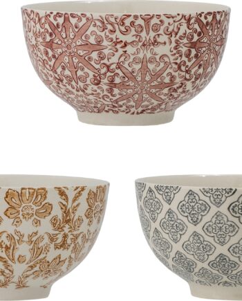 Skål Bloomingville Genia Stentøj ø13     H7   Cm Brun Floralt Mønster