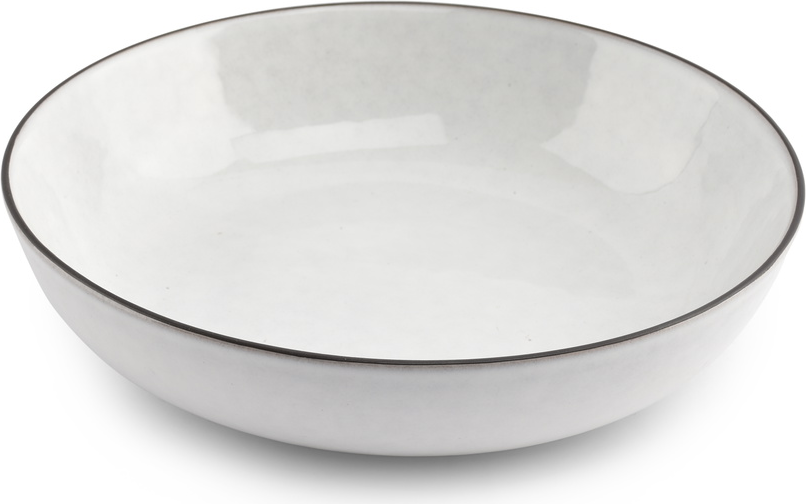 Skål Collection Fina Stentøj ø20 Cm Hvid Med Sort Kant
