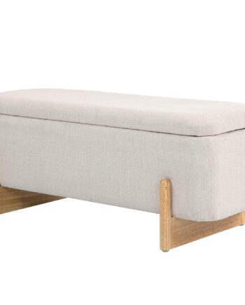 Skammel Med Opbevaringsplads  Bænk Med Skumpolstring  Imiteret Linned  111   44   44   Cm  Cremehvid