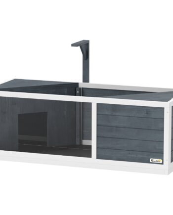 Skildpaddehus Med Letåbnende Top  Lysarmatur  Transparent Front  120   50   40 Cm  Grå