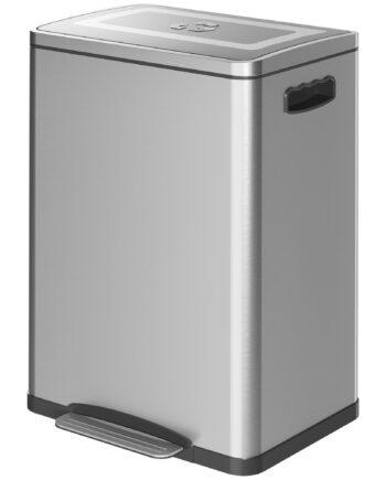 Skraldespand Med Låg Og Fodpedal  Rustfrit Stål  2x 20 Liters Rum  Sølv