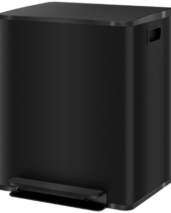 Skraldespand Med 2x25l Rum  Soft-close Låg  Fingeraftrykssikker  Rustfrit Stål  Sort