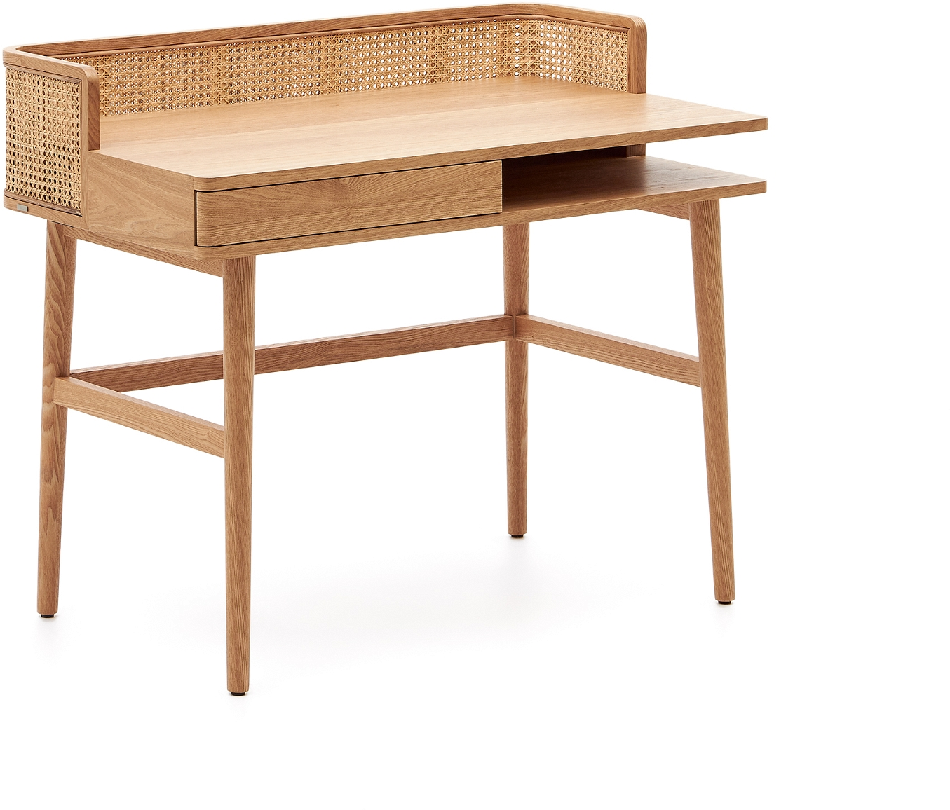 Skrivebord Kave Home Araxi   Kompakt Naturfarvet Arbejdsbord Med Push-to-open Skuffe