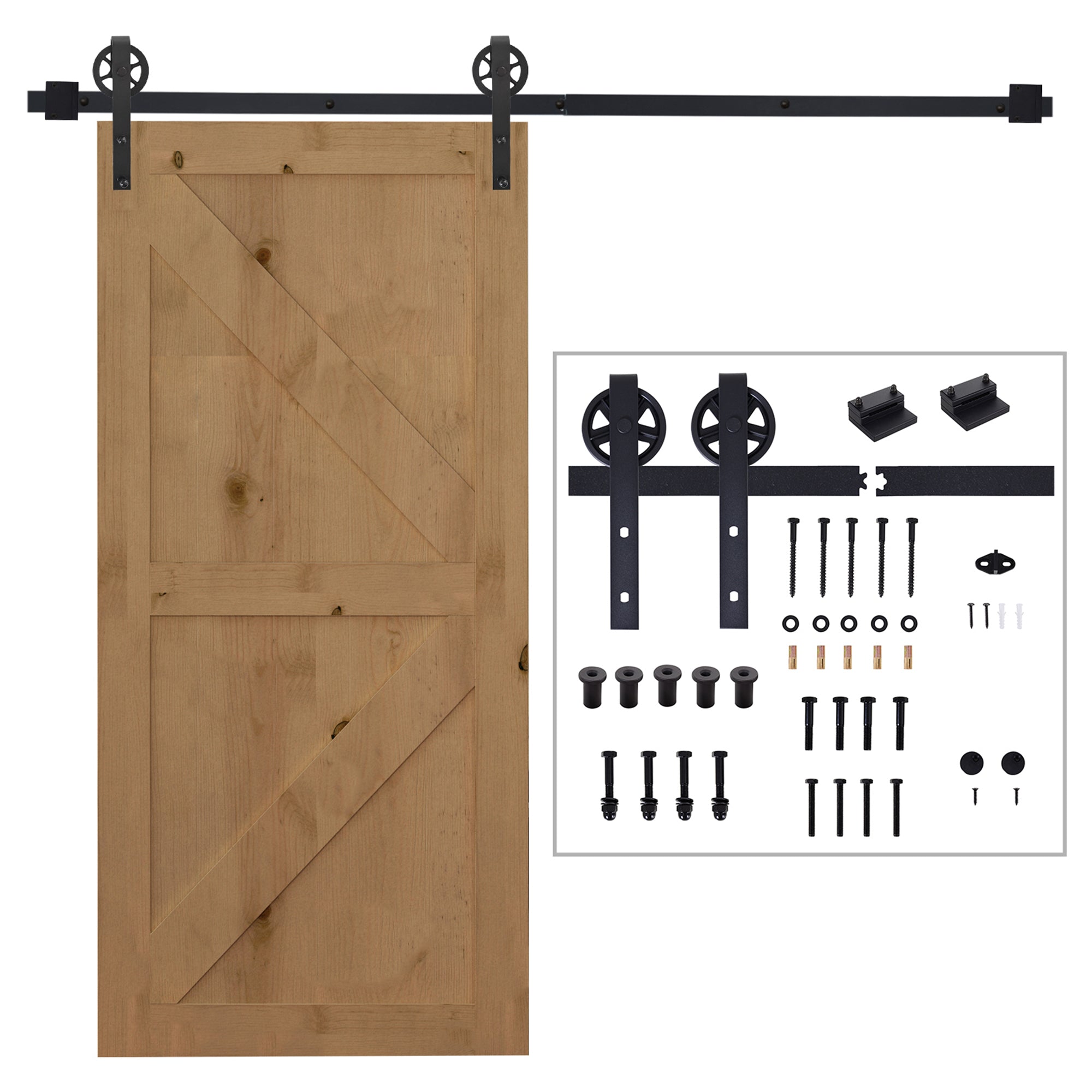 Skydedørsskinnesæt  Rustikt Design  Kulstofstål  200x4x0   Cm  Op Til 90 Kg  Sort