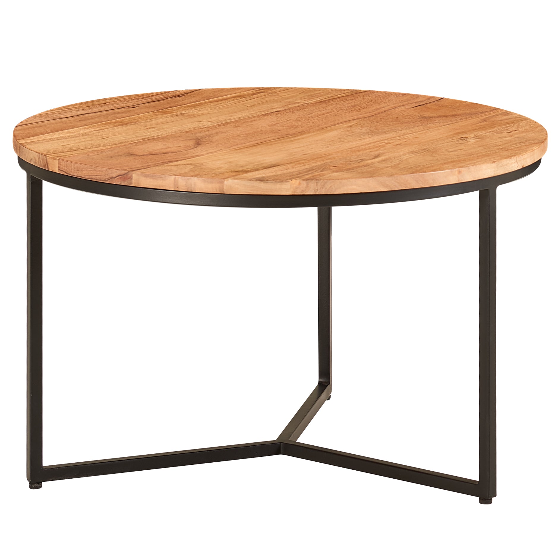 Sofabord Massivt Akacietræ Japandi-look 60x60x38 Cm Naturfarvet