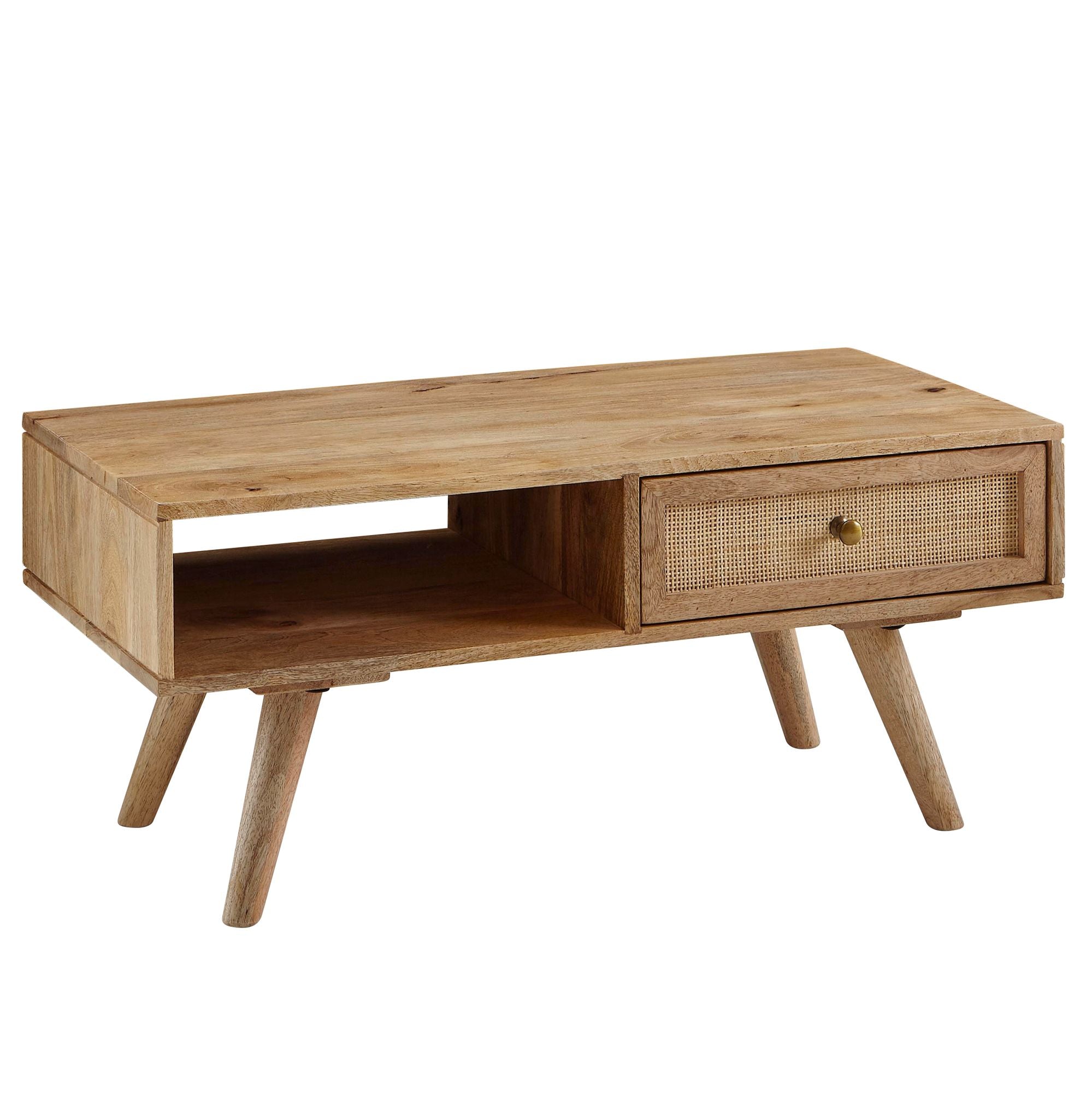 Sofabord Massivt Mangotræ 90x40x45 Cm Naturfarvet