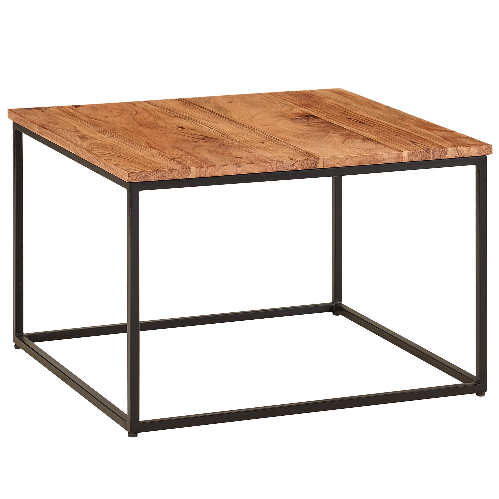 Sofabord Massivt Træ Og Metal 60x60x41 Cm Naturfarvet