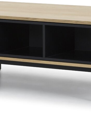 Sofabord Nielsen Design Hasseris 120x60 Cm Egetræsfinér Eg Natur Med Hylde Og Sort Stålstel