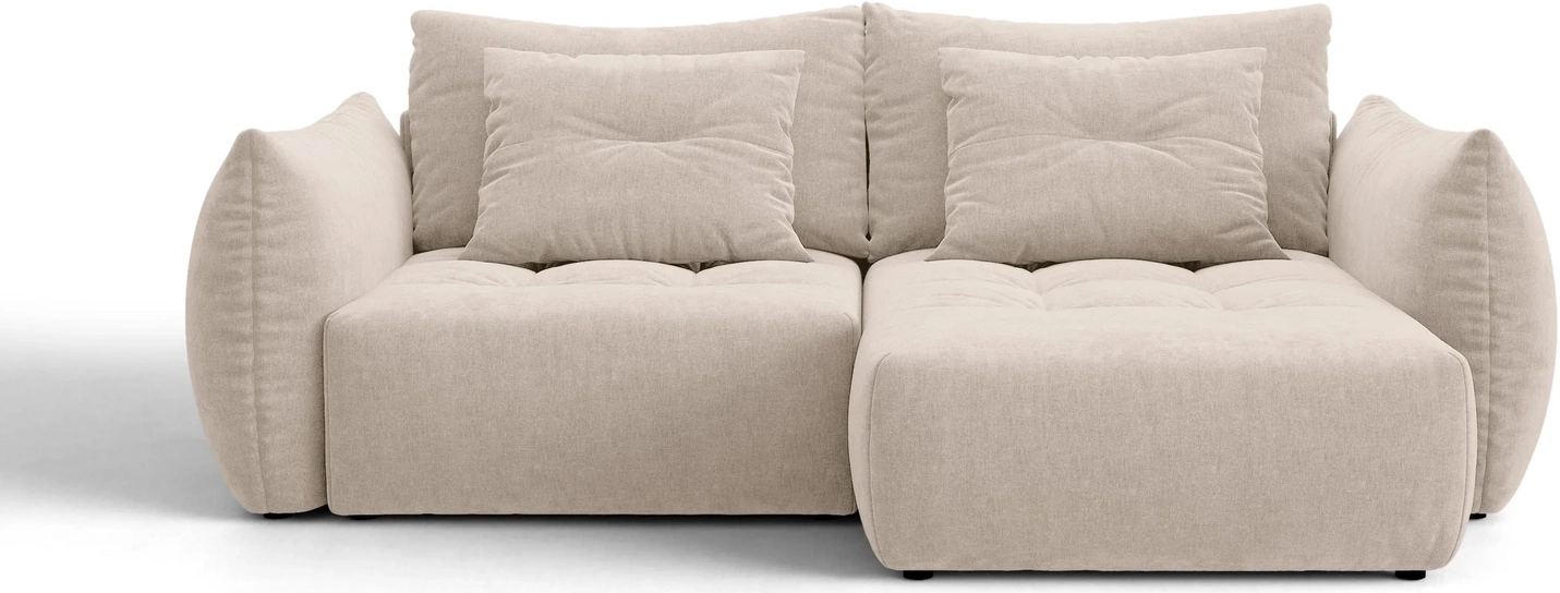 Sovesofa Chaiselong Micadoni Bloom  Højrevendt  Lys Beige Tekstureret Stof  Opbevaring  B250 D152