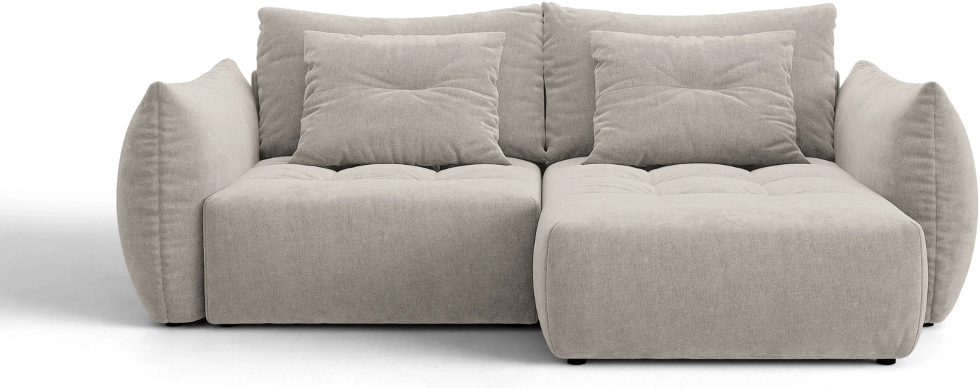 Sovesofa Chaiselong Micadoni Bloom  Højrevendt  Lys Grå Wind 84 Teksturstof  Opbevaring   -personers  H87ã B250ã D152
