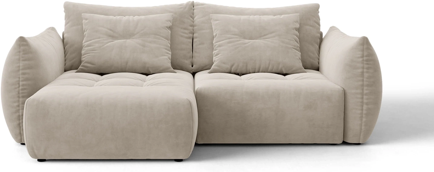 Sovesofa Chaiselong Micadoni Bloom  Velour Casino Sand  Venstrevendt Med Opbevaring  H87xb250xd152 Cm