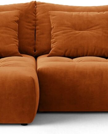 Sovesofa Chaiselong Micadoni Bloom Venstrevendt  Casino Velour Terrakotta 250x152 Cm Med Opbevaring