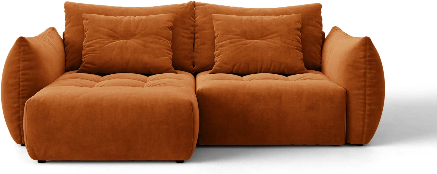 Sovesofa Chaiselong Micadoni Bloom Venstrevendt  Casino Velour Terrakotta 250x152 Cm Med Opbevaring