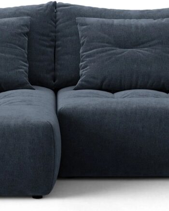 Sovesofa Chaiselong Micadoni Bloom Venstrevendt Med Opbevaring Marineblå Tekstureret Wind 77 Stof B250xd152xh87 Cm