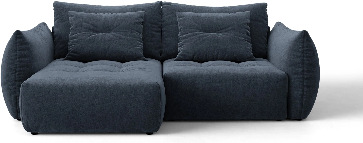 Sovesofa Chaiselong Micadoni Bloom Venstrevendt Med Opbevaring Marineblå Tekstureret Wind 77 Stof B250xd152xh87 Cm