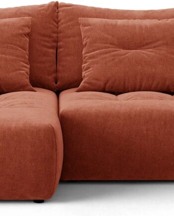 Sovesofa Chaiselong Micadoni Bloom  Venstrevendt  Rødbrun Wind 52-stof  Opbevaring  B250 Cm