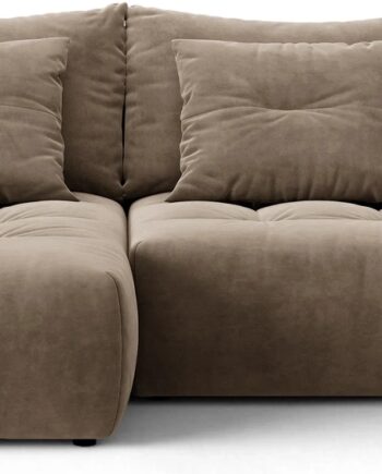 Sovesofa Chaiselong Micadoni Bloom  Venstrevendt   Velour Casino Taupe Lys Brun  B250 D152 H87  Opbevaring    Pers