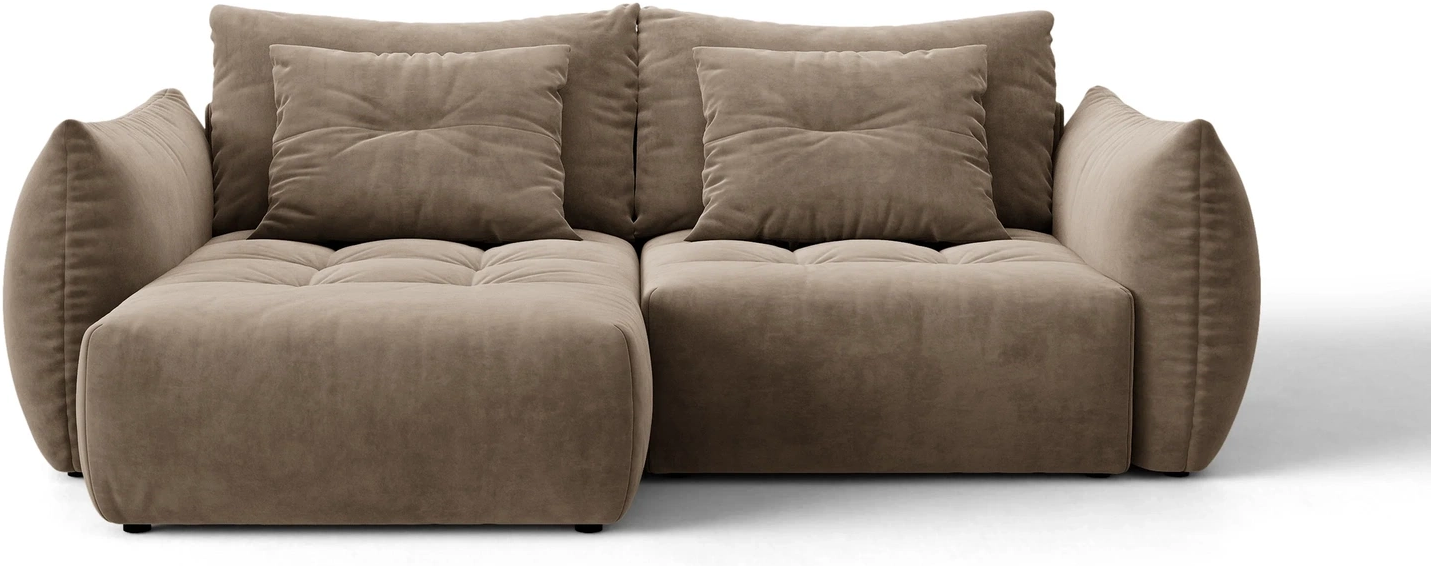 Sovesofa Chaiselong Micadoni Bloom  Venstrevendt   Velour Casino Taupe Lys Brun  B250 D152 H87  Opbevaring    Pers