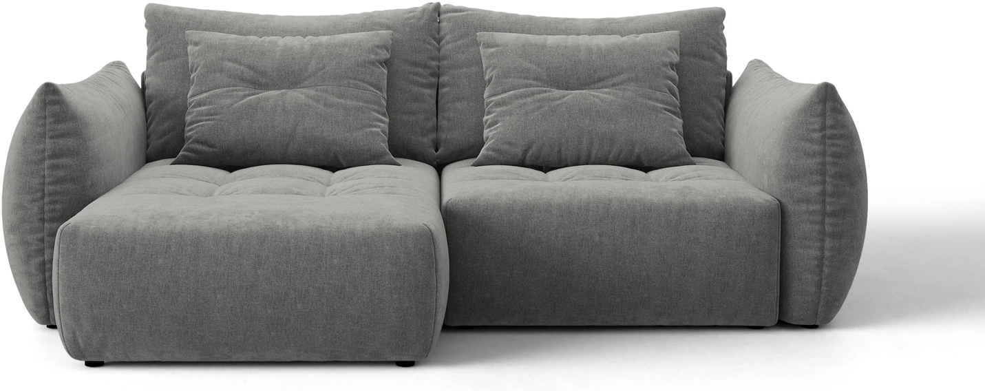 Sovesofa Chaiselong Micadoni Bloom Venstrevendt 250x152 Cm Mørkegrå Wind Stof Med Opbevaring Og   Pyntepuder