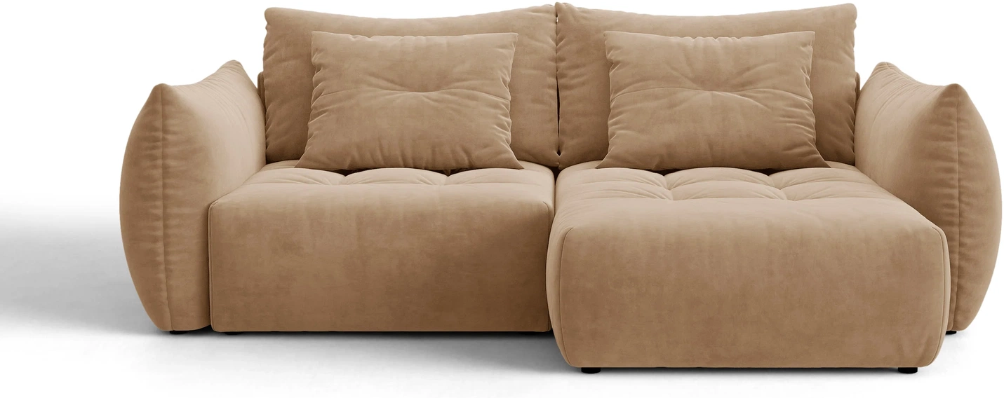 Sovesofa Chaiselongsofa Micadoni Bloom Casino Lion Velour  Mandelbeige  Højrevendt Med Opbevaring  Til   Personer