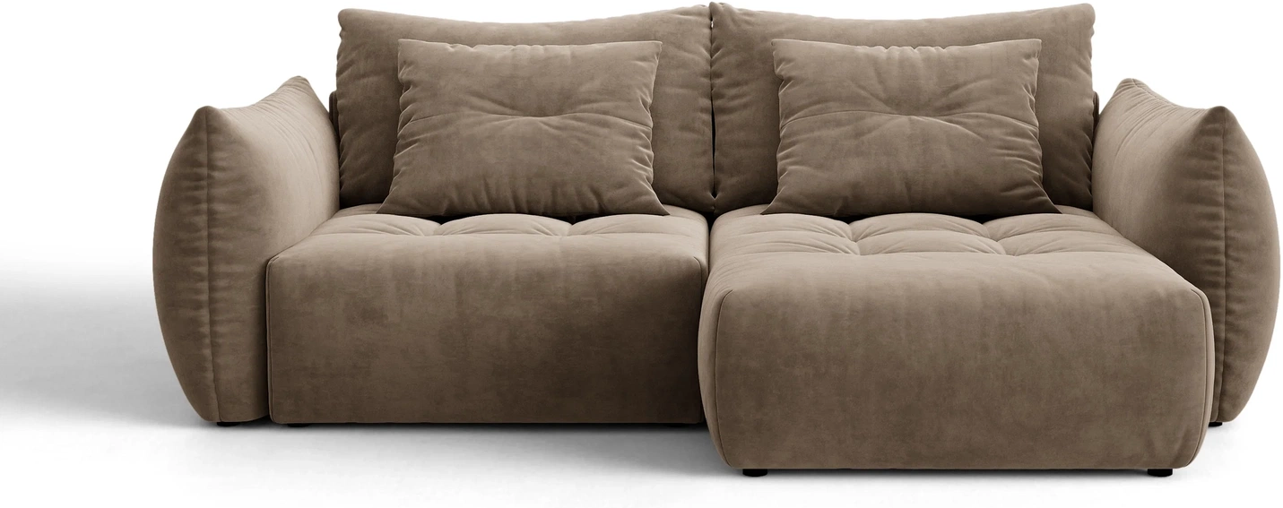 Sovesofa Chaiselongsofa Micadoni Bloom Casino Taupe Velour  Højrevendt  Opbevaring  250 Cm
