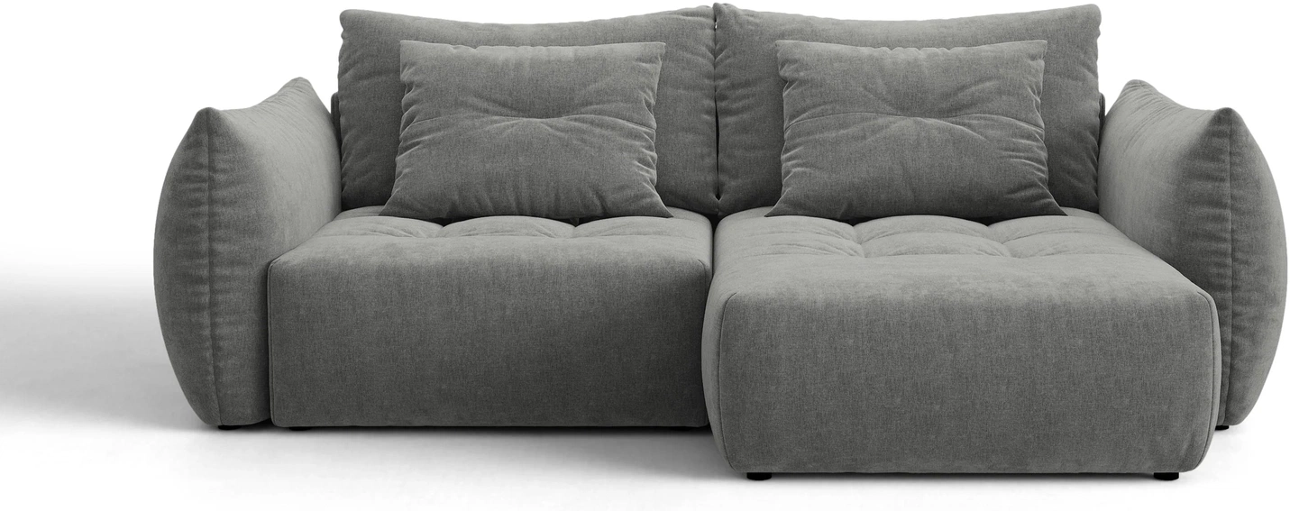 Sovesofa Chaiselongsofa Micadoni Bloom  Højrevendt  Mørkegrå Tekstureret Stof Wind 89  Opbevaring   -personers