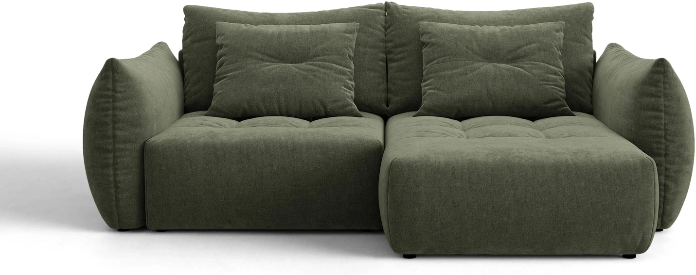 Sovesofa Chaiselongsofa Micadoni Bloom Højrevendt  Mosgrøn Tekstureret Wind 75   -personers Med Skjult Opbevaring