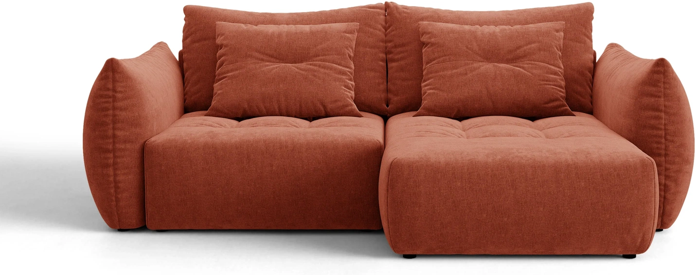 Sovesofa Chaiselongsofa Micadoni Bloom Højrevendt  -personers Rødbrun Tekstureret Wind 52 Stof Med Opbevaring