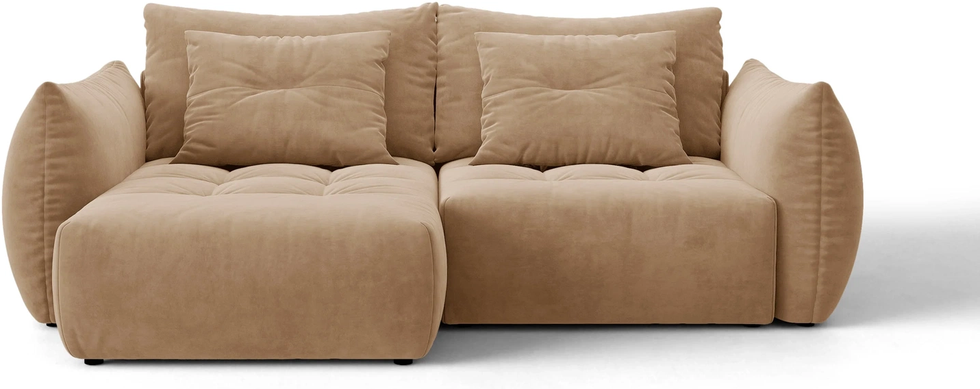 Sovesofa Chaiselongsofa Micadoni Bloom Mandelbeige Velour  Venstrevendt  B250ã D152ã H87 Cm  Med Opbevaring