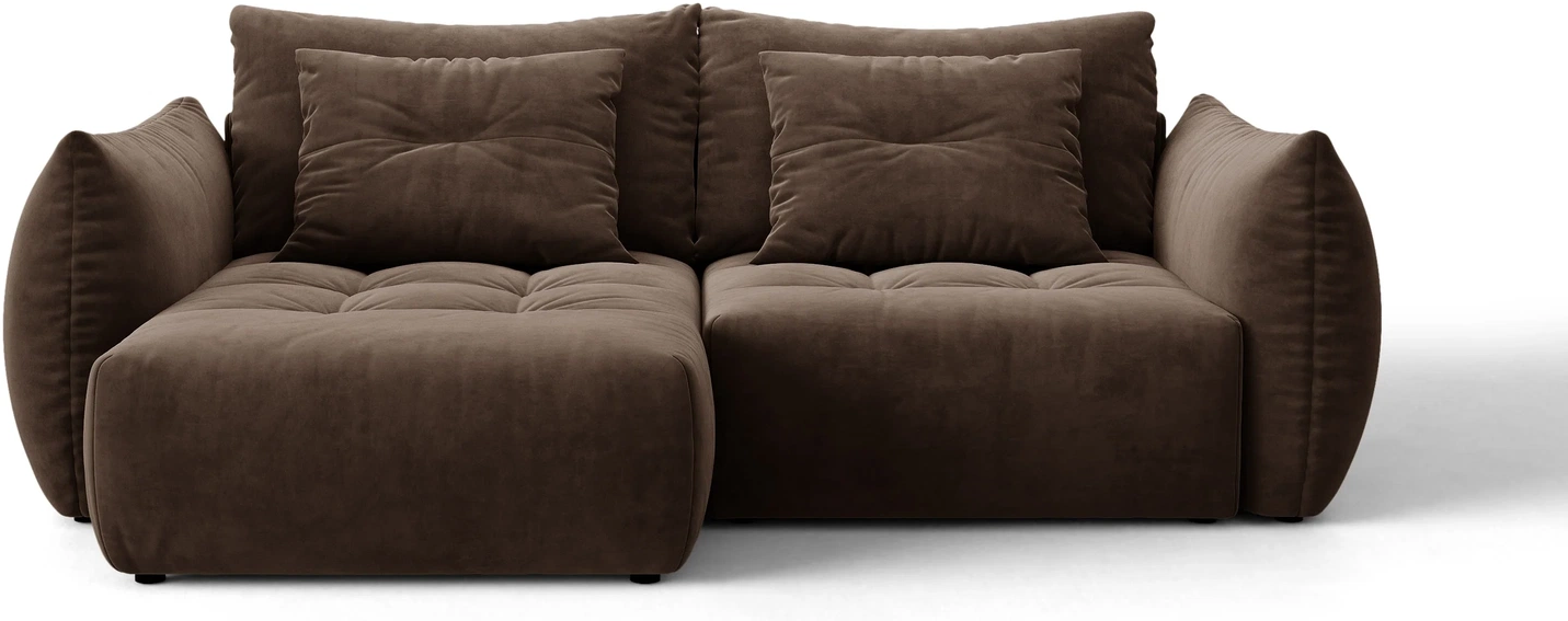Sovesofa Chaiselongsofa Micadoni Bloom  Mørkebrun Velour  Venstrevendt  250x152x87 Cm  Med Opbevaring