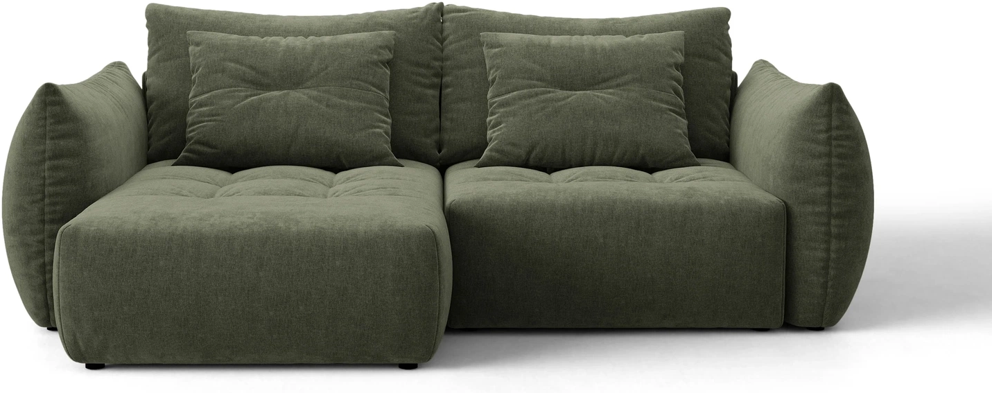 Sovesofa Chaiselongsofa Micadoni Bloom  Mosgrøn  Venstrevendt  Tekstureret Wind 75-stof  Opbevaring   -personers  B250 Cm