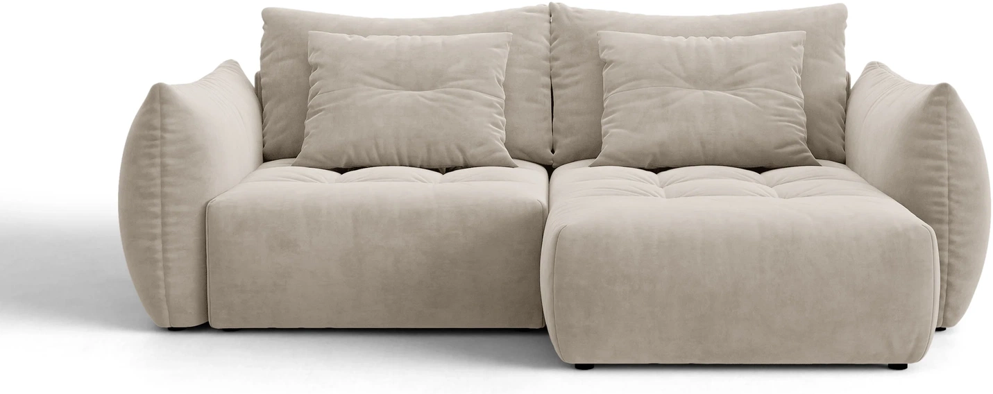 Sovesofa Chaiselongsofa Micadoni Bloom  Sand Velour  Højrevendt Med Opbevaring   -personers  B250ã D152ã H87 Cm