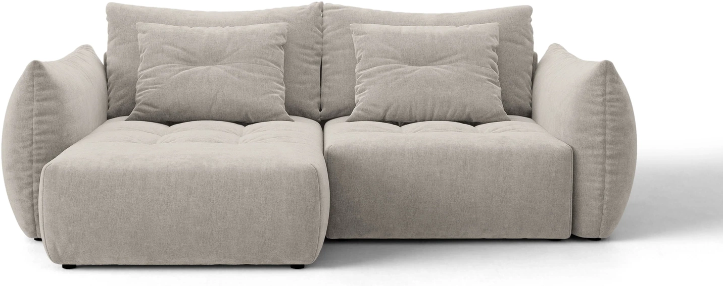 Sovesofa Chaiselongsofa Micadoni Bloom  Venstrevendt  Lys Grå Tekstureret Wind 84 Stof   -personers Med Opbevaring