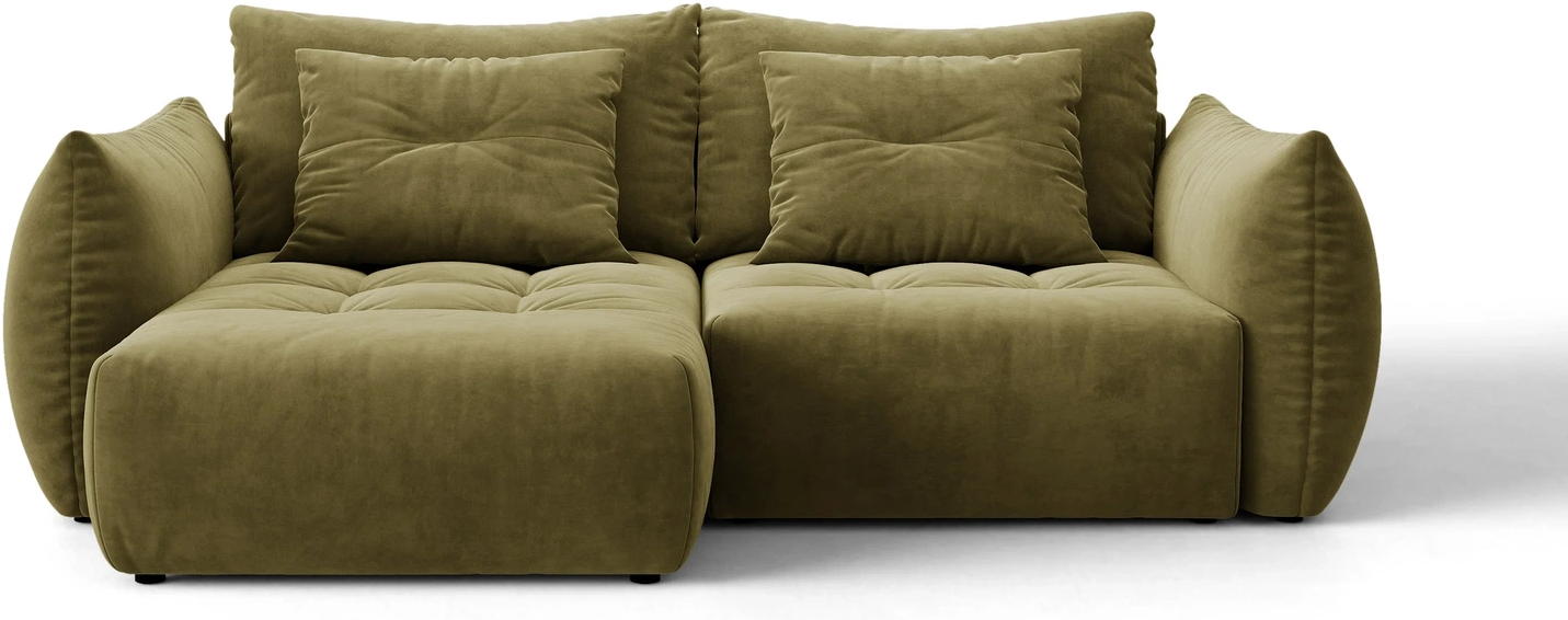 Sovesofa Chaiselongsofa Micadoni Bloom Venstrevendt  Lys Grøn Velour Casino Forest Med Sovefunktion Og Opbevaring