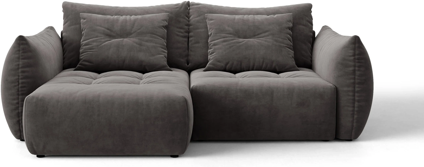 Sovesofa Chaiselongsofa Micadoni Bloom   Venstrevendt Mørkegrå Velour Med Opbevaring B250 D152