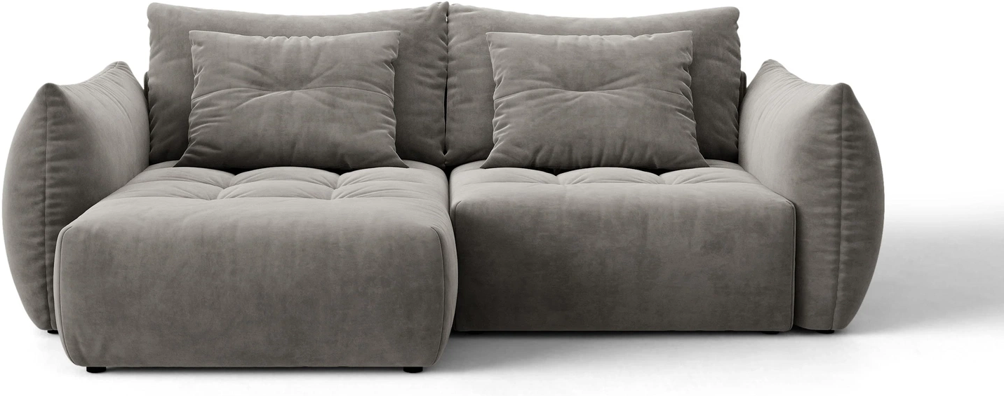 Sovesofa Micadoni Bloom Chaiselong Venstrevendt Med Opbevaringsrum  Grå Velour Casino Stone   -sæders 250ã 152 Cm