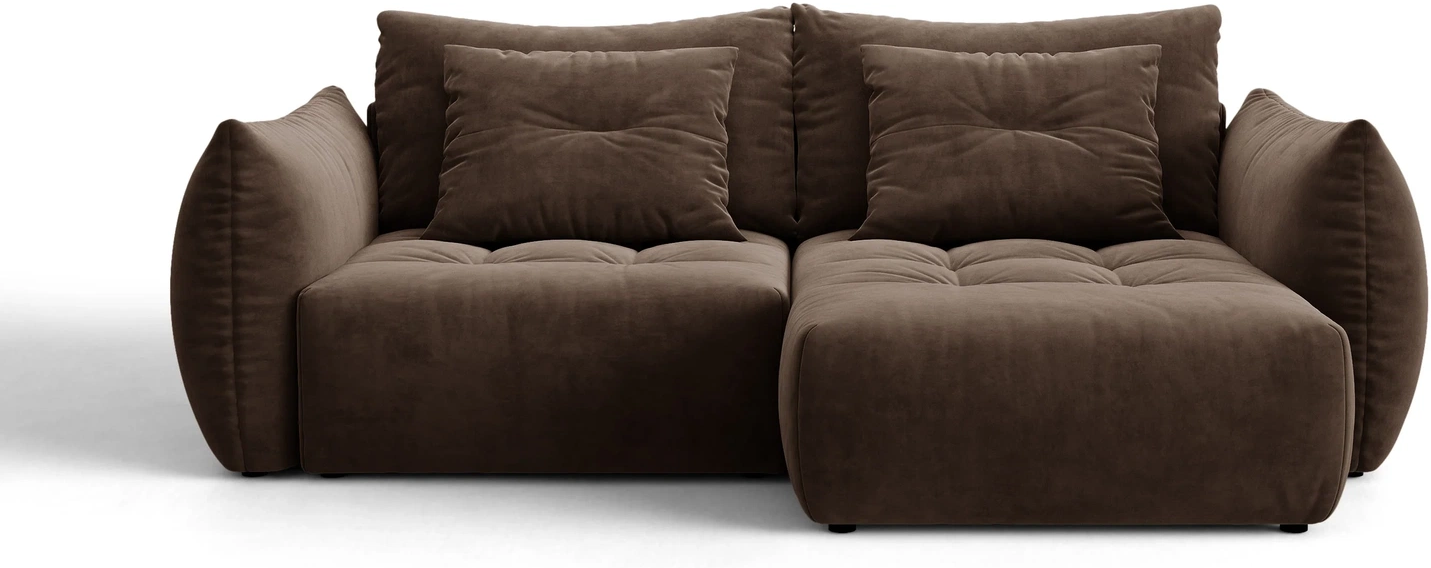 Sovesofa Micadoni Bloom Chaiselongsofa Højrevendt  Mørkebrun Velour  B250ã D152 Cm  Med Opbevaring
