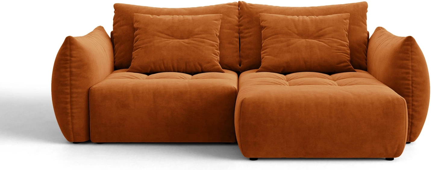 Sovesofa Micadoni Bloom Chaiselongsofa  Terrakotta Velour Casino  Højrevendt  Opbevaring