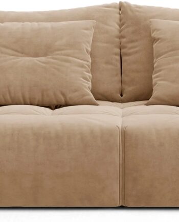 Sovesofa Micadoni Bloom  Mandelbeige Velour Casino Lion   -personers Med Opbevaring Og   Pyntepuder