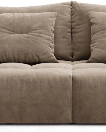 Sovesofa Micadoni Bloom  -personers Casino Taupe Lysebrun Velour Med Opbevaring