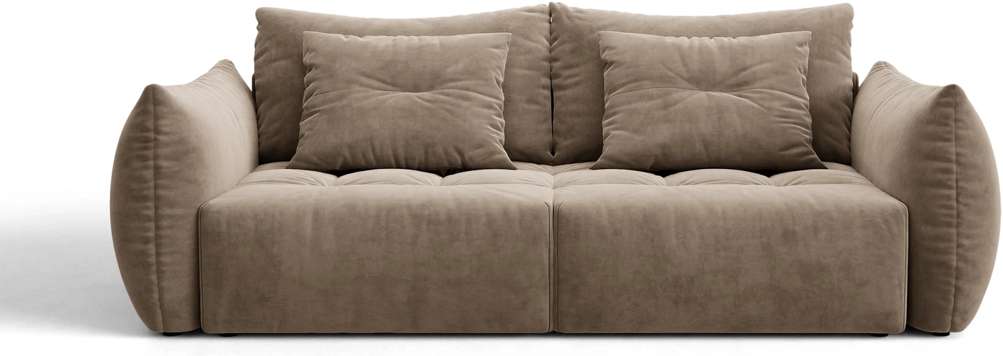 Sovesofa Micadoni Bloom  -personers Casino Taupe Lysebrun Velour Med Opbevaring