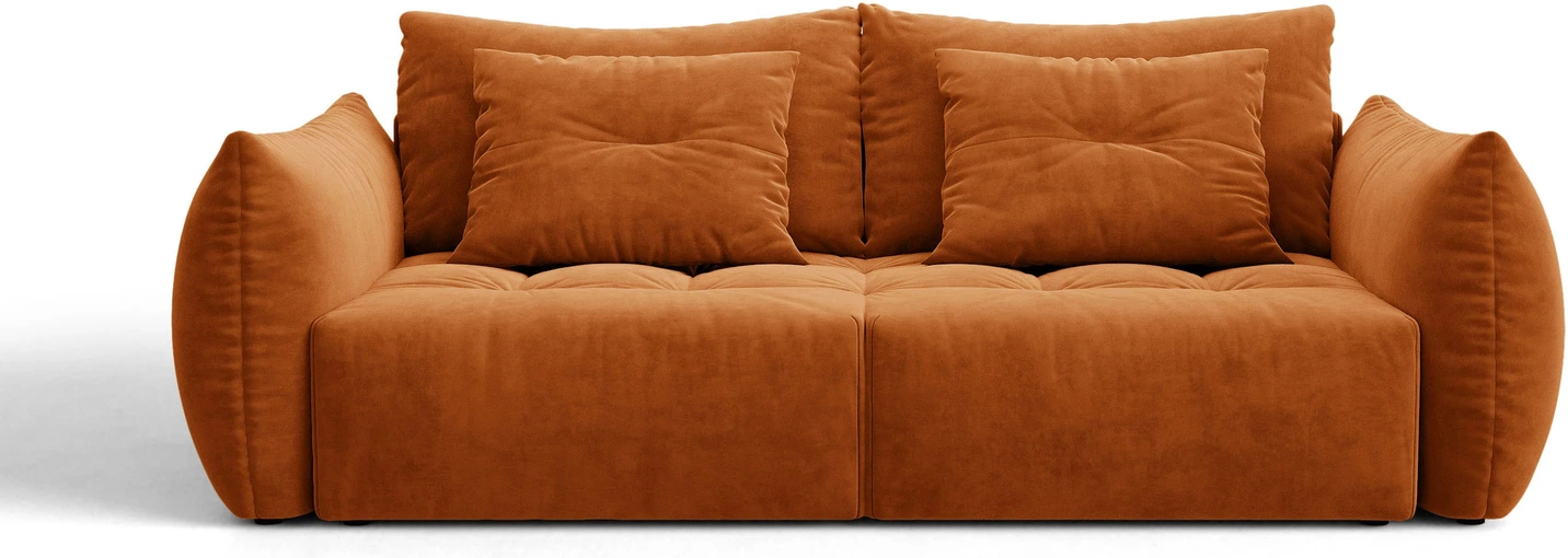 Sovesofa Micadoni Bloom  -personers Terrakotta Velour  Opbevaring  Pletafvisende    Pyntepuder