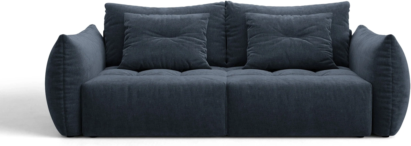 Sovesofa Sofa-seng Micadoni Bloom  -personers  Marineblå Tekstureret Stof B250 Cm  Opbevaring Og Sovefunktion