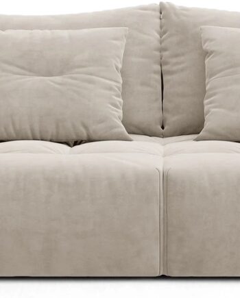 Sovesofa  -personers Micadoni Bloom Velour Casino Pearl Lys Beige Med Opbevaring  Gæsteseng B250 Cm