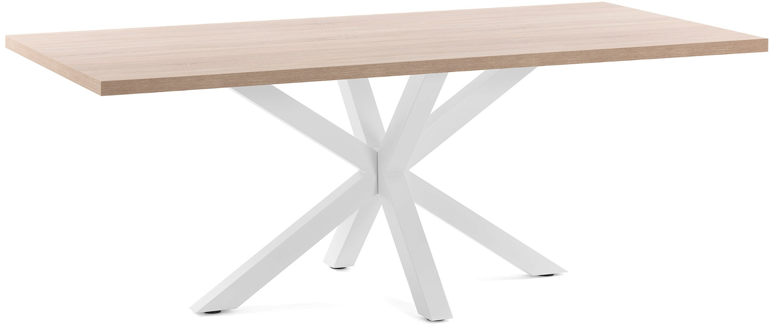 Spisebord Kave Home New Argo Natur Hvid 160   100 Cm Finértræ Stel   Stål