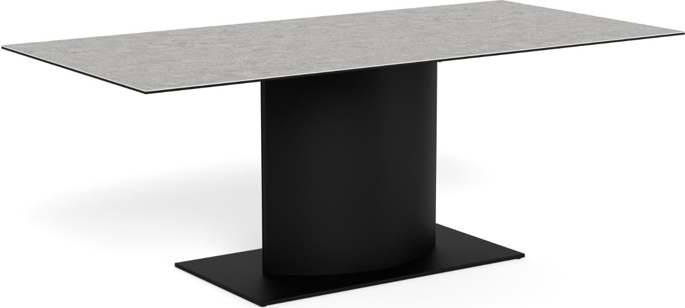 Spisebord Signature Bellora Rektangulært 200x100 Cm Grå Anista Ru Keramik Mat Sort Stål