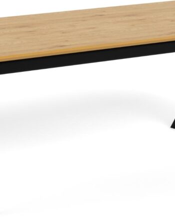 Spisebord Signature Brist 200x100 Cm  Mat Vild Eg-melamin  Mat Sort Stålstel